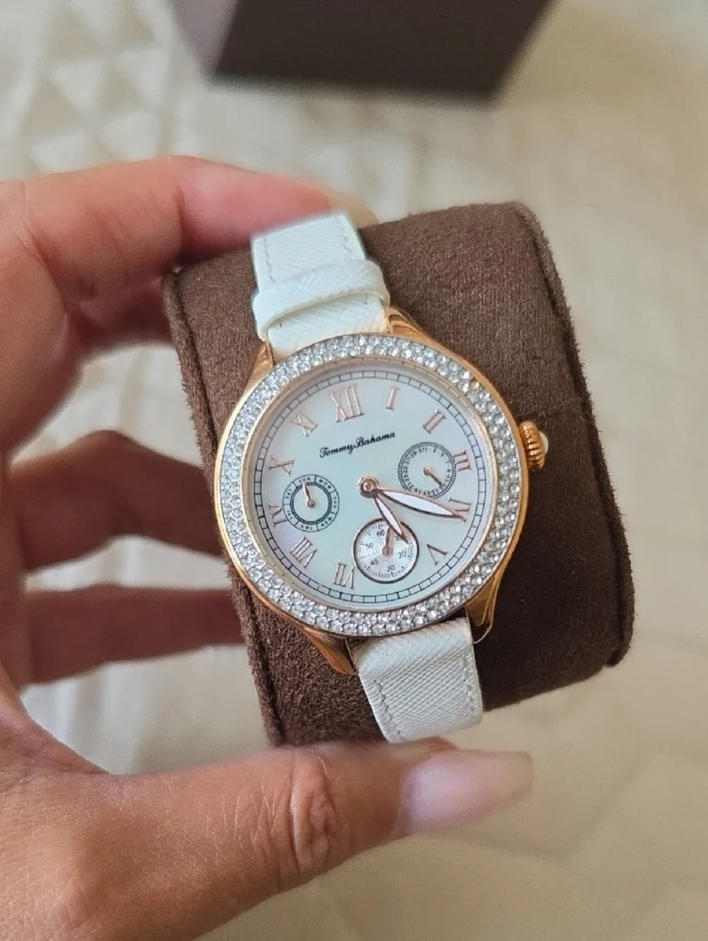 Tommy Bahama Rose Gold and White Crystal Bezel Women's Watch